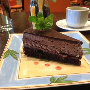 chocolate raspberry mousse cake at Herban Fix Vegan Kitchen in Atlanta