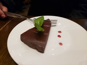 chocolate ganache at Herban Fix Vegan Kitchen in Atlanta