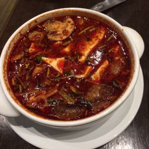spicy tofu mushroom soup at Herban Fix Vegan Kitchen in Atlanta