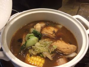 hot pot with vermicelli at Herban Fix Vegan Kitchen in Atlanta