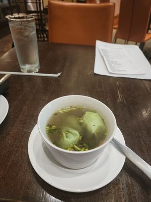 Lemongrass consomme w. Vegetable dumplings 😋 at Herban Fix Vegan Kitchen in Atlanta