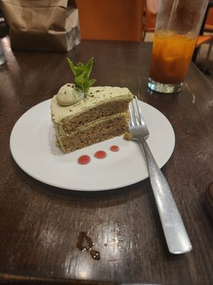 Greentea cake at Herban Fix Vegan Kitchen in Atlanta
