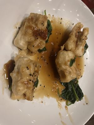 Crispy king oyster mushroom glazed w. sesame soy au jus  at Herban Fix Vegan Kitchen in Atlanta