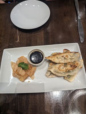 Spicy dumplings at Herban Fix Vegan Kitchen in Atlanta