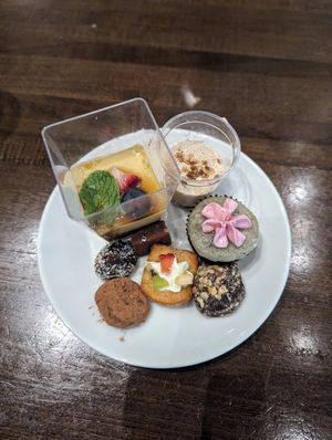 Brunch dessert plate at Herban Fix Vegan Kitchen in Atlanta