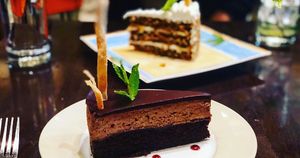 Carrot cake and Chocolate cake at Herban Fix Vegan Kitchen in Atlanta