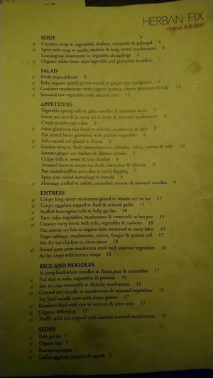Menu January 2019 at Herban Fix Vegan Kitchen in Atlanta