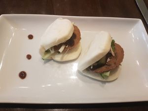 Soft buns with soya duck at Herban Fix Vegan Kitchen in Atlanta