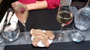 Appetizers: eggplant caviar and cocktail du Roy at La Table des Roy in Nantes