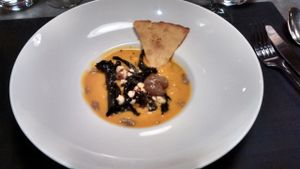Pumpkin velouté and mushrooms at La Table des Roy in Nantes
