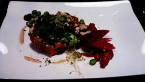 Butternut and vegetables, tahini and zaatar, pesto with cashew nuts at La Table des Roy in Nantes