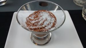 Butternut, sweet potatoe and chocolate cream with coconut at La Table des Roy in Nantes