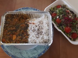 lentil dish with rice and small salad (Mittagstisch) at Amaranth in Marbach