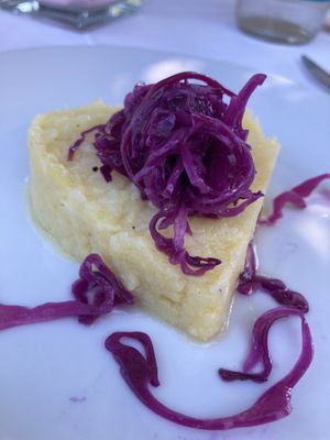 Potato tartare with sweet and sour cabbage  at Antica Osteria dell'Abate in San Sebastiano Da Po