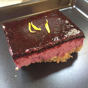 Blackberry raw cake! at Botanica Lab in Bologna