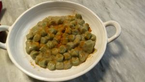 Green gnocchi at Botanica Lab in Bologna