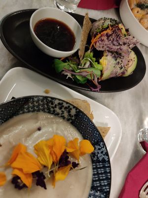 Celery root soup with chickpea flat bread at Botanica Lab in Bologna