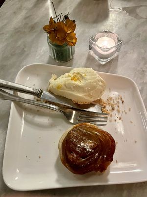 Tarte tartin (apple cake) with cashew ice creamm  at Botanica Lab in Bologna