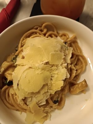 Pici with vegan cheese (super tasty) at Botanica Lab in Bologna