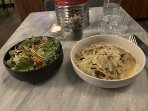 Pici with spelt and salad  at Botanica Lab in Bologna