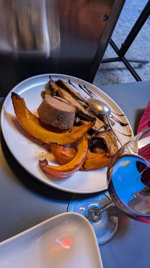 Pumpkin with chestnut patty at Botanica Lab in Bologna