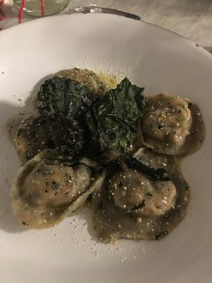 Bland Funghi ravioli  at Botanica Lab in Bologna