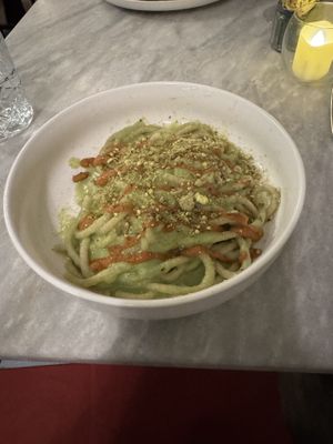 Pasta with zucchini   at Botanica Lab in Bologna