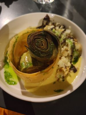 Artichokes in Phyllis dough at Botanica Lab in Bologna