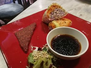 Raw spring rolls at Botanica Lab in Bologna