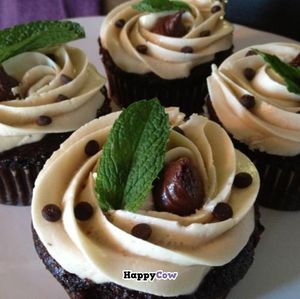 Jumbo chocolate chocolate-chip-mint cupcake at Mary's Secret Garden in Ventura