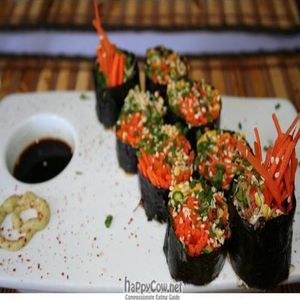 Vegan Mock Salmon Raw Sushi at Mary's Secret Garden in Ventura