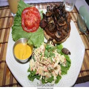 Vegan Mushroom Bakin Burger (with a side of mustard instead of vegenaise) at Mary's Secret Garden in Ventura