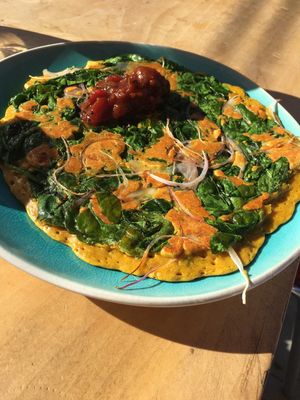 Indian Savory Pancake at The Red Dot Vegetarian Kitchen in Frazier Park