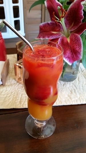 beet carrot orange fresh juice at The Red Dot Vegetarian Kitchen in Frazier Park