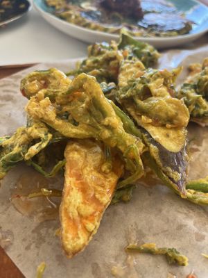 GF pakora SO DELICIOUS!  at The Red Dot Vegetarian Kitchen in Frazier Park