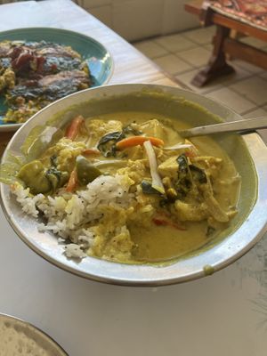 Coconut curryy  at The Red Dot Vegetarian Kitchen in Frazier Park