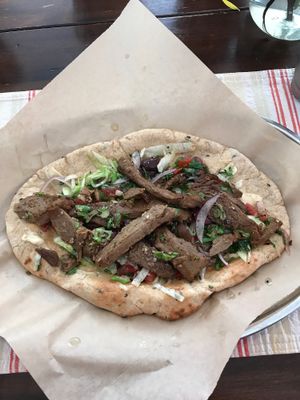 Beef-less shawarma  at The Red Dot Vegetarian Kitchen in Frazier Park