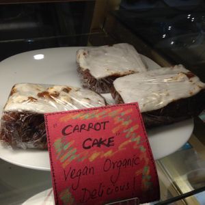 Vegan carrot cake at Heaven on Earth Cafe in Vancouver