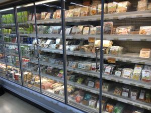 Inside vegan cheeses and deli  at Veritas - Via Laietana in Barcelona