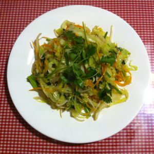 Fried vegetables side dish (30,000 dong) at Minh Thuy's in Hanoi