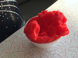 Cherry Italian ice - on a boomerang Formica table! at Cool Scoops in North Wildwood