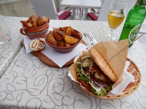 Wedges and Burger at Public Bar & Vegan Kitchen in Bled