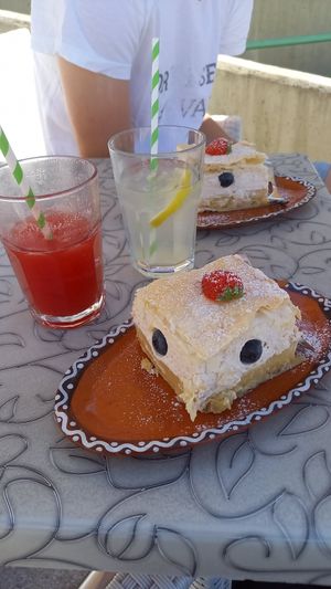 Lemonade, Watermelon Juice and Vegan Kremšnita at Public Bar & Vegan Kitchen in Bled