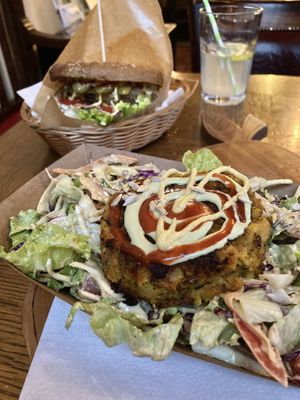 Burger in a bun or on a salad at Public Bar & Vegan Kitchen in Bled