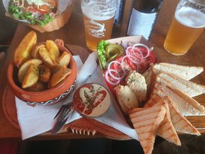 Hummus plate at Public Bar & Vegan Kitchen in Bled