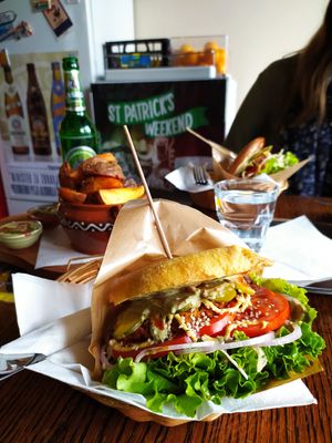 The burgers and wedges are the best I've ever had! at Public Bar & Vegan Kitchen in Bled