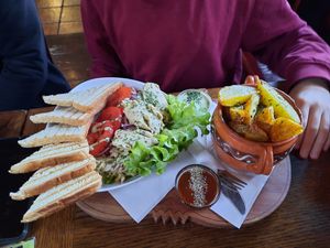 Houmous and potatoes at Public Bar & Vegan Kitchen in Bled