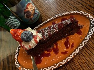 chocolate cake  at Public Bar & Vegan Kitchen in Bled
