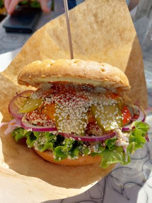 Club burger at Public Bar & Vegan Kitchen in Bled