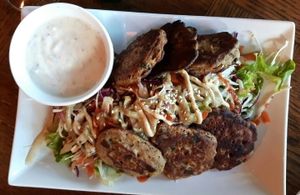 chickpea patties  at Public Bar & Vegan Kitchen in Bled